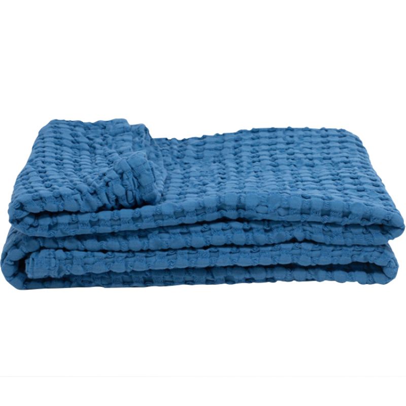 Couverture en coton bio Paros bleue (75 x 100 cm) Kadolis