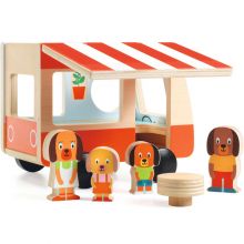 Véhicule et figurines en bois Minicombi  par Djeco