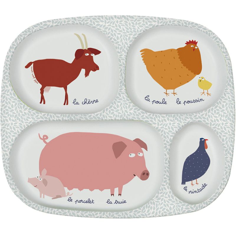 Assiette à compartiments en mélamine La ferme Maison Petit Jour