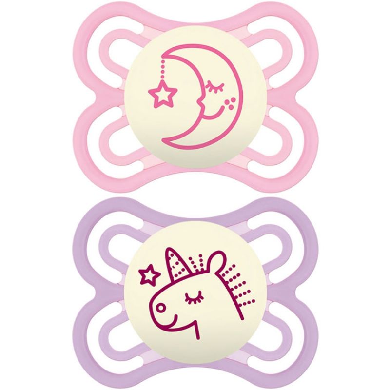 Lot de 2 sucettes anatomiques Perfect Nuit fille (0-6 mois) MAM