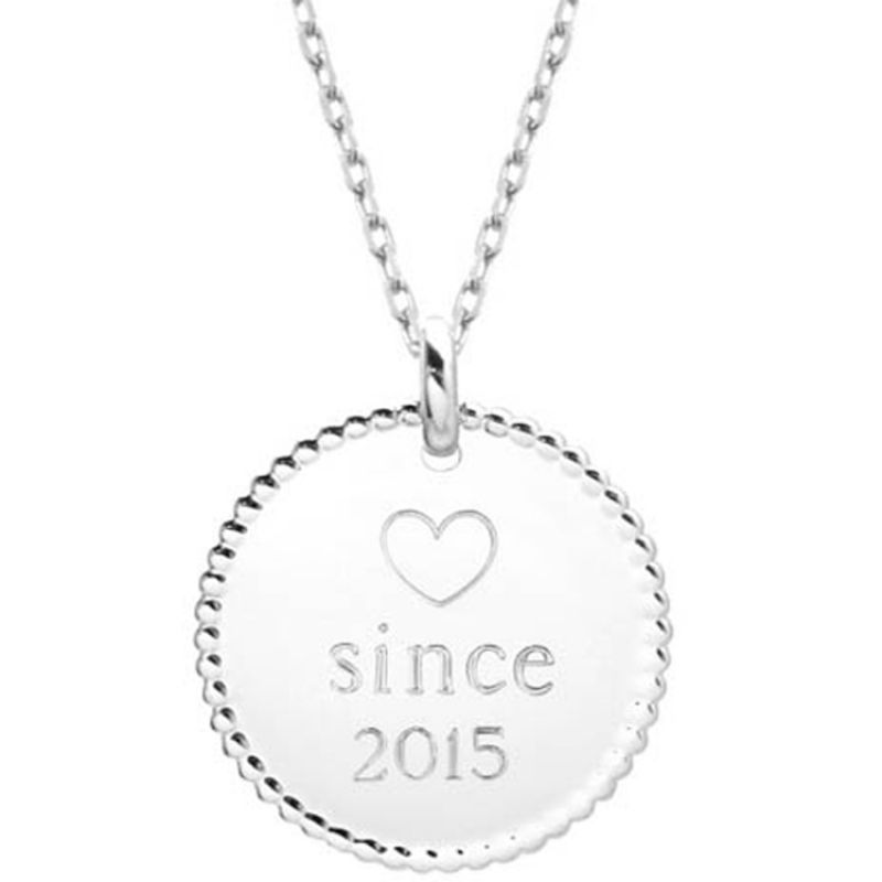 Sautoir médaille perlée personnalisable (argent 925°) Petits trésors