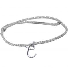 Bracelet cordon paillette Majuscule argent (personnalisable) - Padam Padam