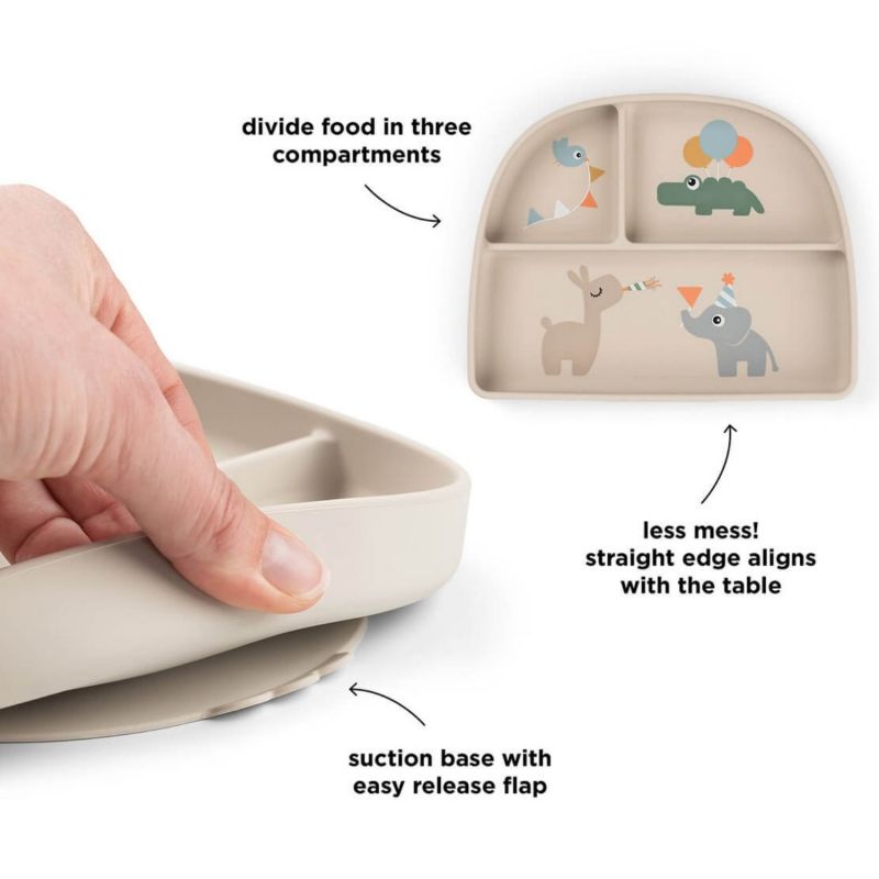 Assiette à compartiments ventouse Celebration Sable Done by Deer Produit 3