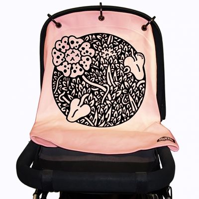 Protection pour poussette Baby Peace coton bio Jungle rose pastel Kurtis