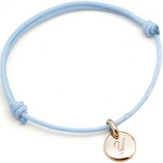 Bracelet cordon 1 charm rond personnalisable (plaqué or)