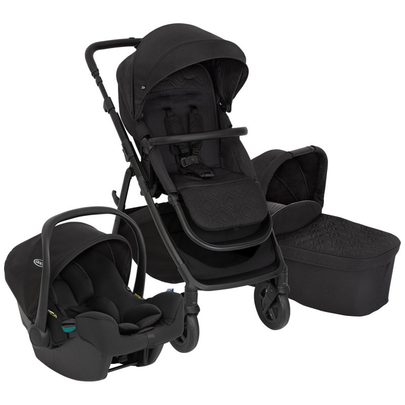 Poussette NEAR2ME DLX Midnight TRIO avec siège-auto SnugLite + Nacelle + Protection pluie Graco Produit 1