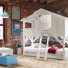 Lit cabane superposé finition laquée (coloris au choix)