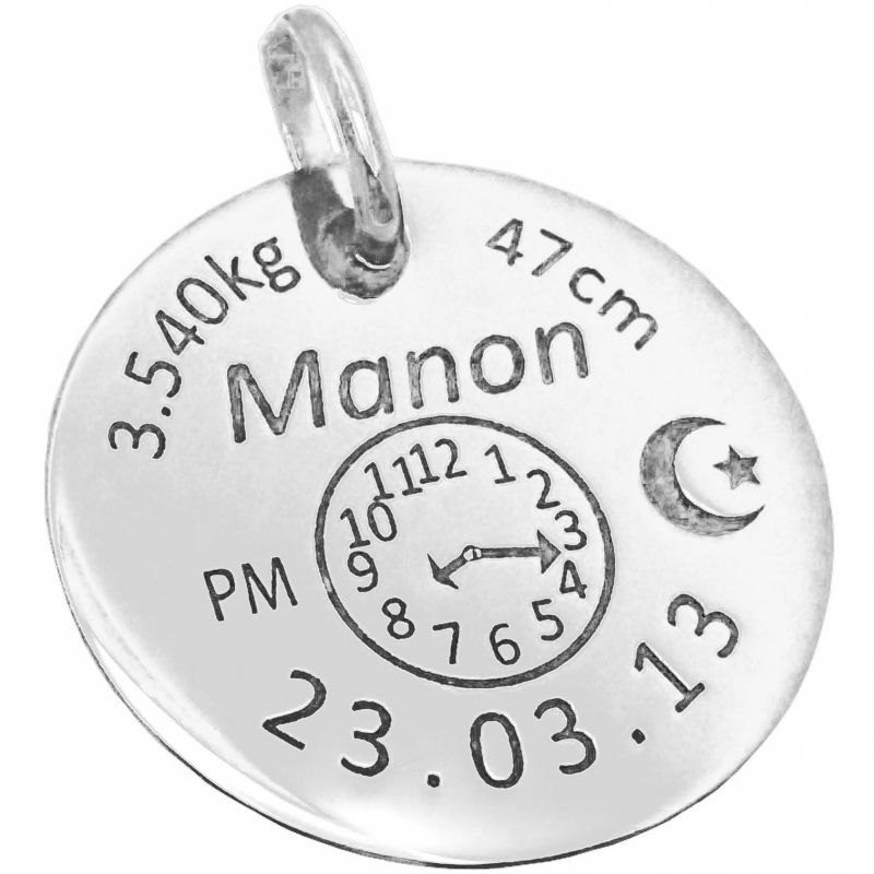 Médaille personnalisable avec croissant (argent 925°) Alomi