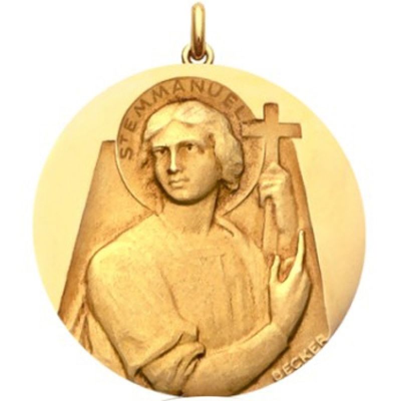 Médaille Saint Emmanuel (or jaune 750°) Becker