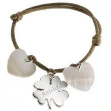 Bracelet cordon Lucky coeur (argent 925° et nacre)  par Petits trésors