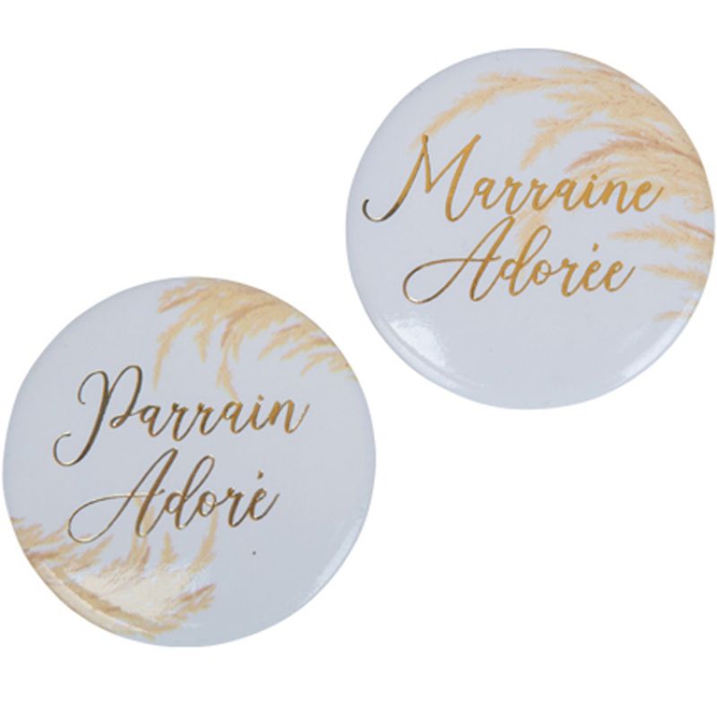 Badges parrain et marraine adorés Jolie pampa Arty Fêtes Factory