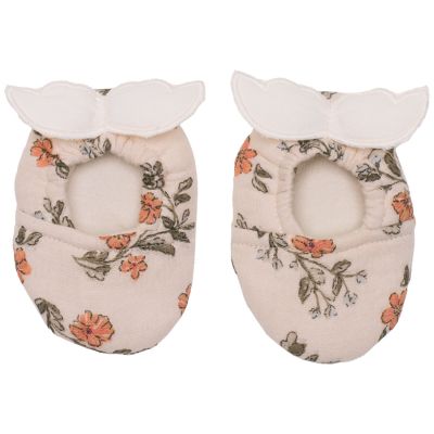 Chaussons avec ailes d'ange gaze de coton fleurs (0-6 mois)