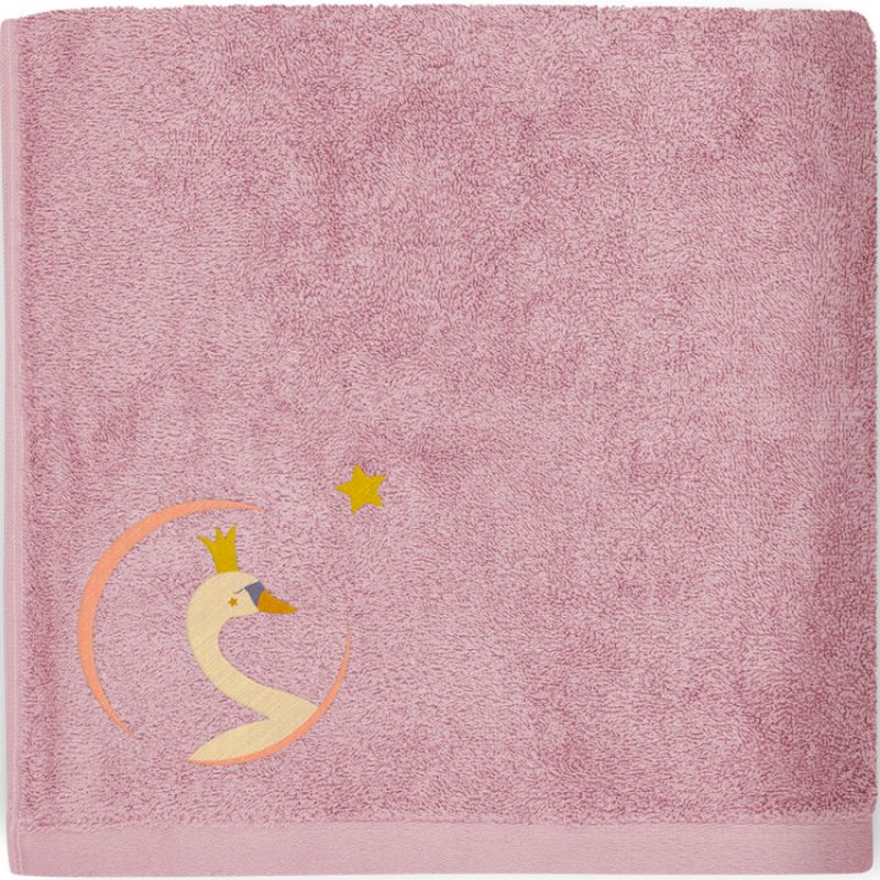 Serviette de bain cygne vieux rose personnalisable (50 x 100 cm) L'oiseau bateau