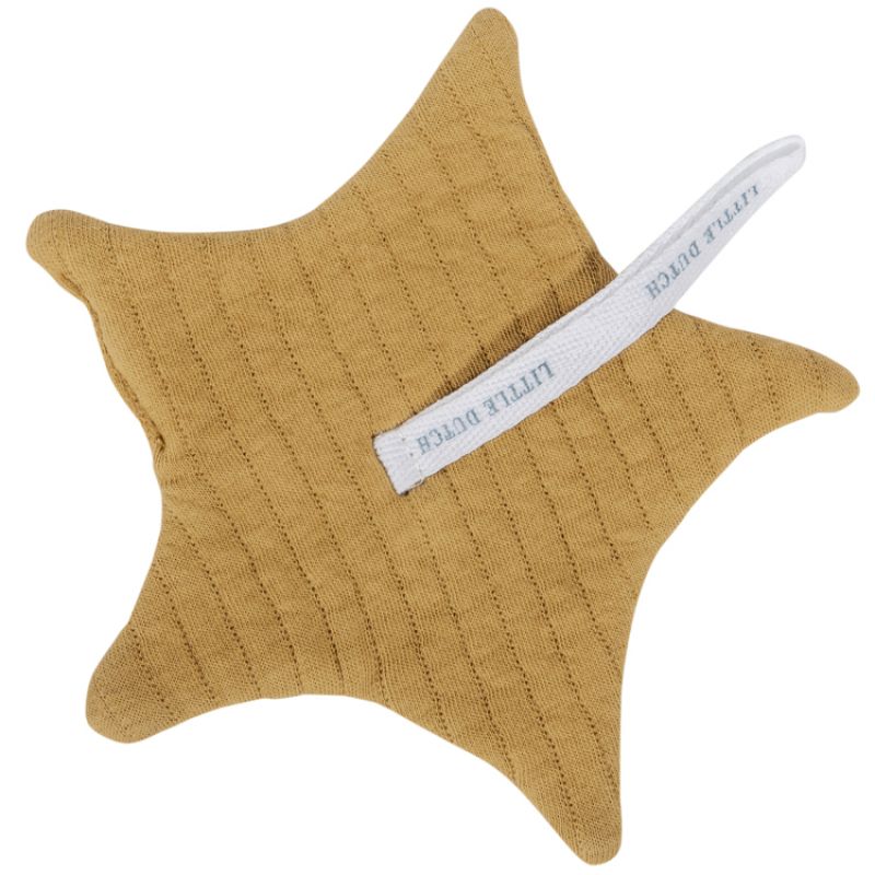 Doudou attache sucette Pure ochre (15 x 15 cm) Little Dutch