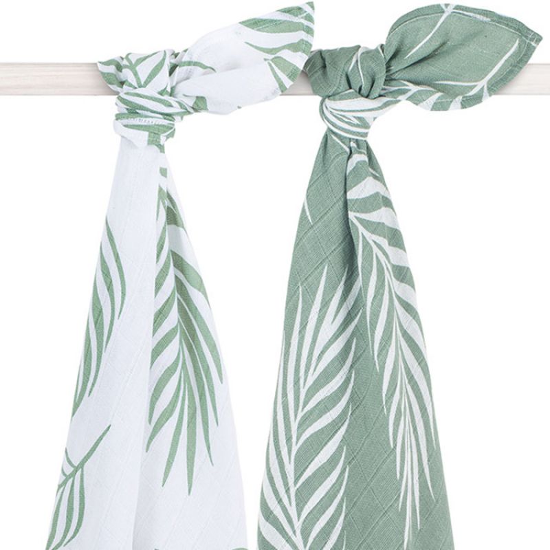 Lot de 2 langes Nature vert cendre (115 x 115 cm) Jollein