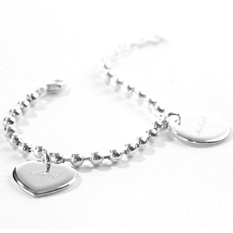 Bracelet chaîne boule 1 charm médaille coeur (argent 925°) Petits trésors