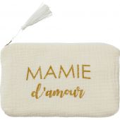 Trousse cadeau Mamie d'amour gaze de coton Ivoire