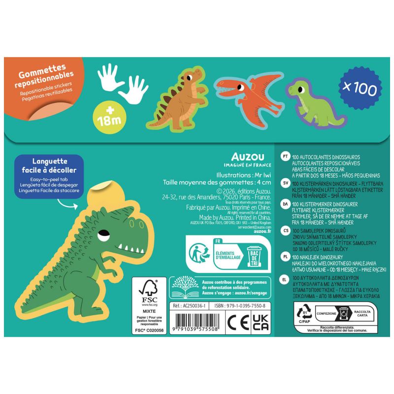Ma pochette 100 gommettes Dinosaures Auzou Editions Produit 5