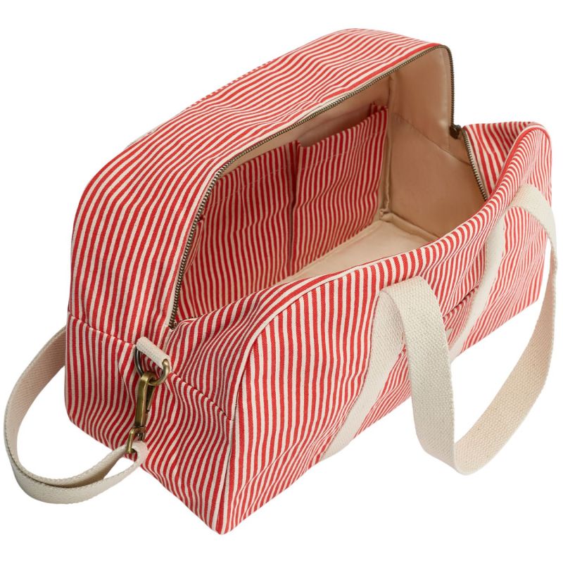 Sac à langer Charlie Rayures Fines Rouge Hindbag Produit ouvert 4