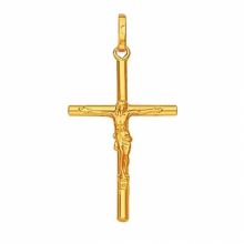 Pendentif Croix et Christ fil rond (or jaune 750 millièmes)  par Berceau magique bijoux