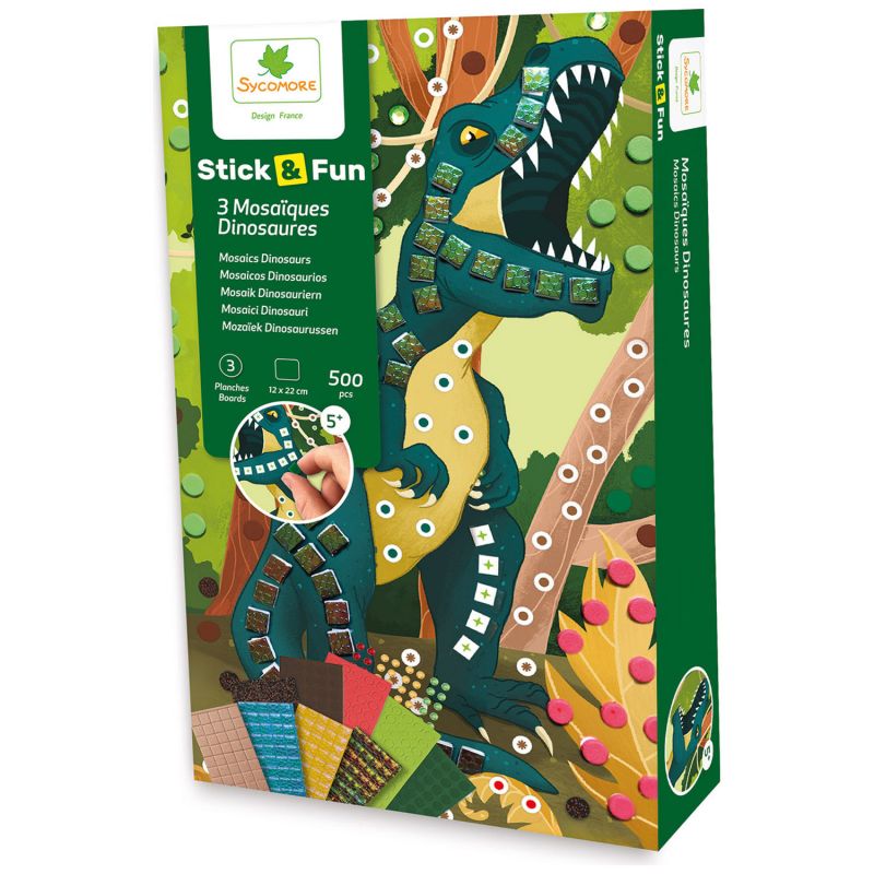 Coffret 3 mosaïques Dinosaures Sycomore Packaging 1