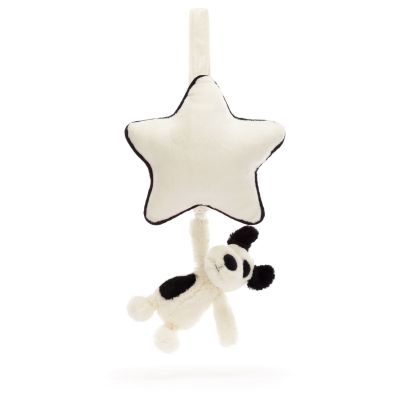 Peluche musicale Chien noir et crème (30 cm)