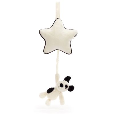 Peluche musicale Chien noir et crème (30 cm)