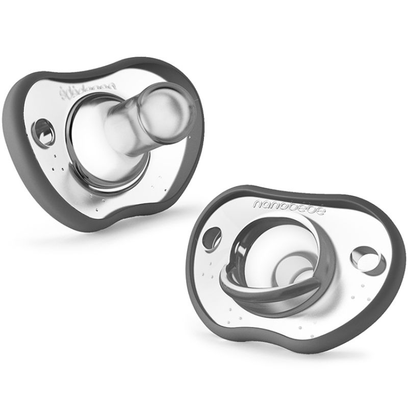 Lot de 2 sucettes Flexy Gris (3 mois et +) Nanobébé