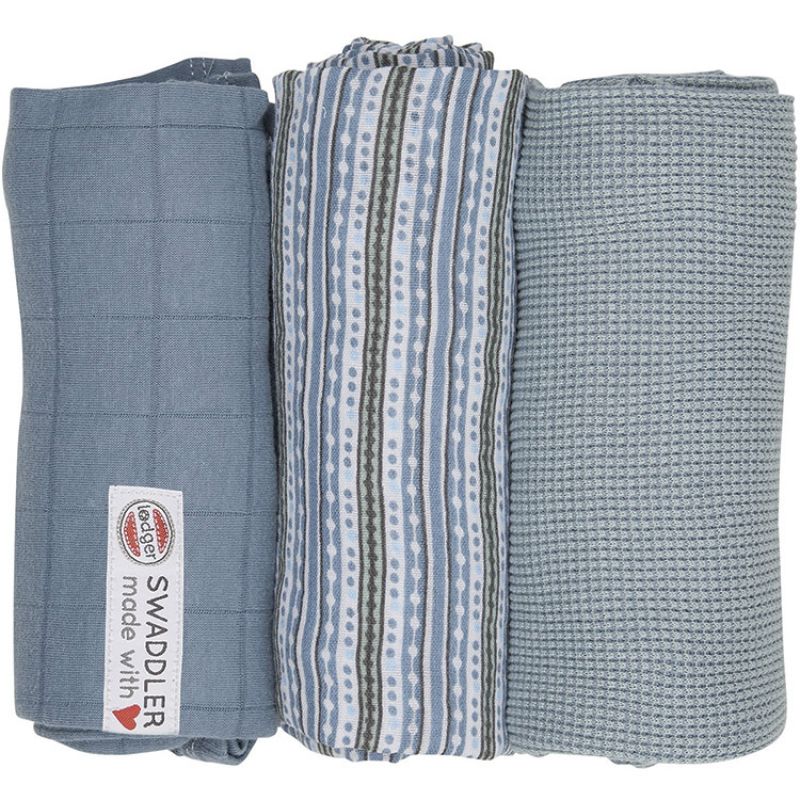 Lot de 3 langes Empire Ocean rayure bleu (70 x 70 cm) Lodger