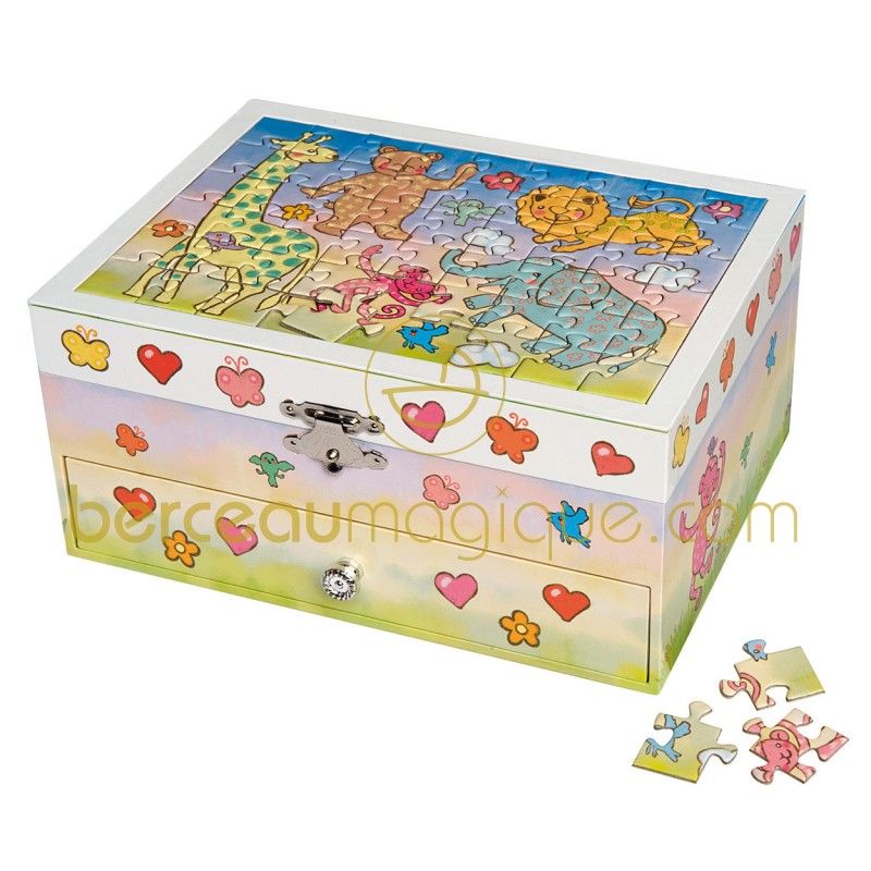 Coffret à bijoux jungle puzzle Trousselier