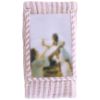 Protège-livret de famille en gaze de coton rayé vieux rose avec poche photo BB & Co Produit 3