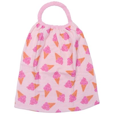 Serviette élastiquée en double gaze cornets de glace et verso blush BB & Co