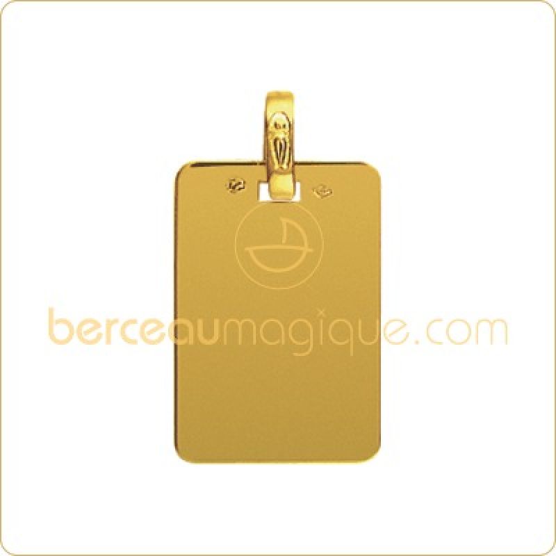 Pendentif plaque rectangulaire unie (or jaune) Maison Augis