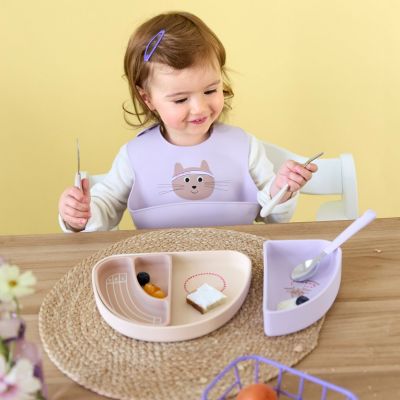 Assiette à compartiments en silicone Tiny Team Chat