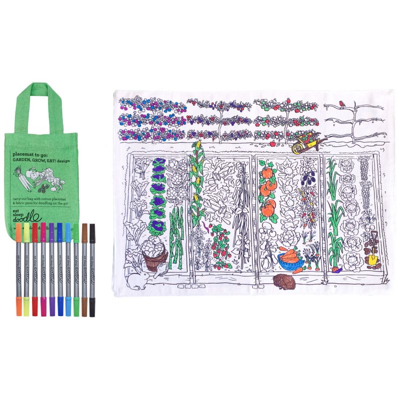 Set de table à colorier lavable et réutilisable Jardin avec 10 feutres Eatsleepdoodle Produit 1