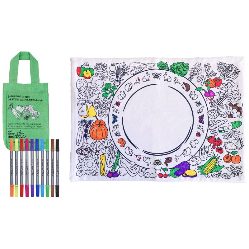 Set de table à colorier lavable et réutilisable Jardin avec 10 feutres Eatsleepdoodle Produit 3
