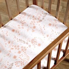 Drap housse en coton bio Yukari Peach (60 x 120 cm)