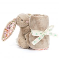 Doudou plat Lapin en fleurs Beige
