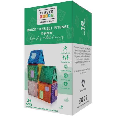 Kit de construction magnétiques de briques intense (16 pièces) Cleverclixx