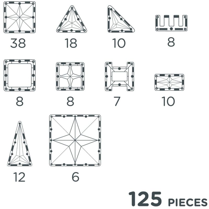 Grand kit de construction magnétique Creative Pastel (125 pièces) Cleverclixx Produit 9