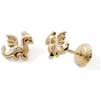 Boucles d'oreilles à vis Dragon (or jaune 375°)