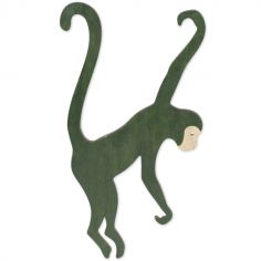 Décoration à suspendre singe en bois vert foncé Jungle Fever (20 x 35 cm)