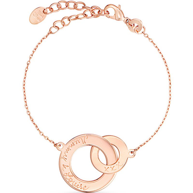 Bracelet Anneaux entrelacés personnalisable (plaqué or rose) Merci Maman