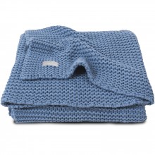 Couverture bébé en coton Heavy knit bleu (75 x 100 cm)  par Jollein