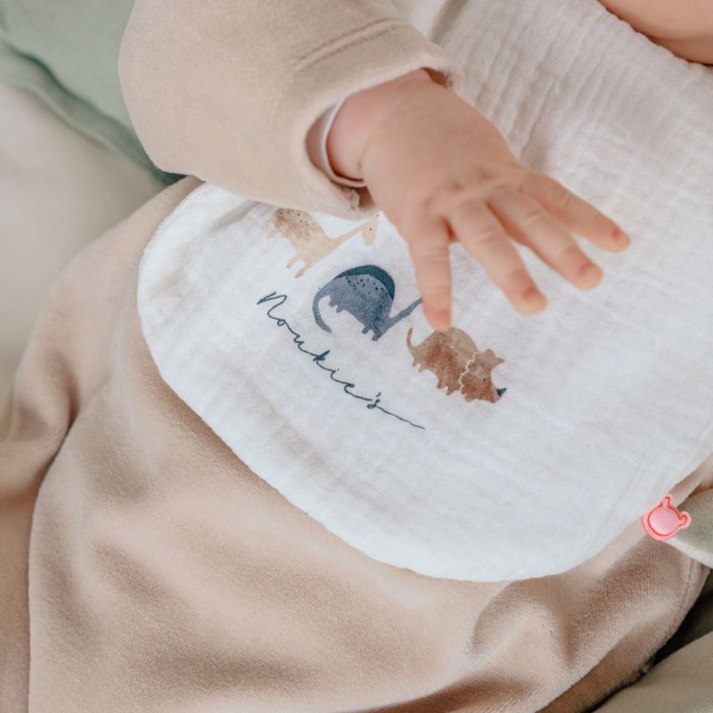 Lot de 3 bavoirs en mousseline bio Dinos Noukie's Ambiance 2