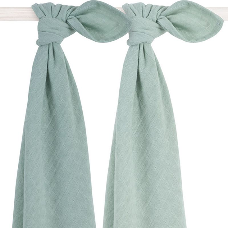 Lot de 2 maxi langes en bambou Ash green vert (115 x 115 cm) Jollein