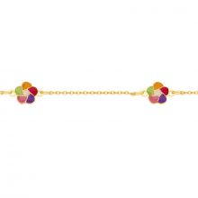 Bracelet 3 fleurs multicolores (or jaune 375°)  par Berceau magique bijoux