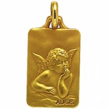 Médaille rectangulaire Ange de Raphaël 16 mm (or jaune 750°)  par Maison Augis