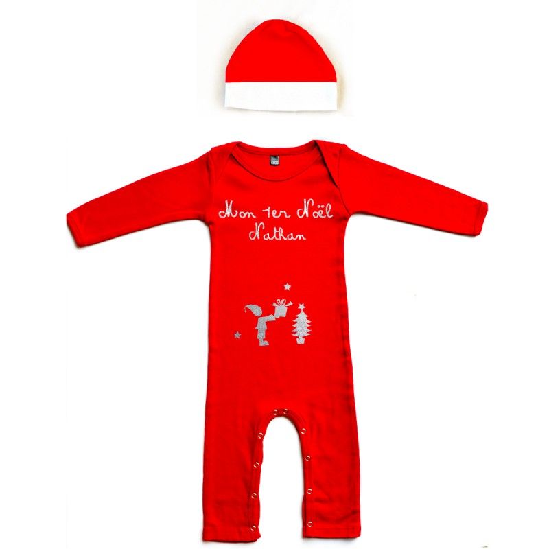 Set Pyjama personnalisable + Bonnet Mon Premier Noël (3 mois) Les Griottes