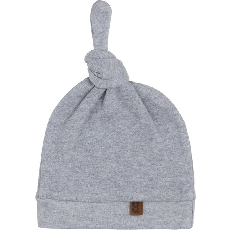 Bonnet noué en coton bio Melange gris (0-3 mois) Baby's Only